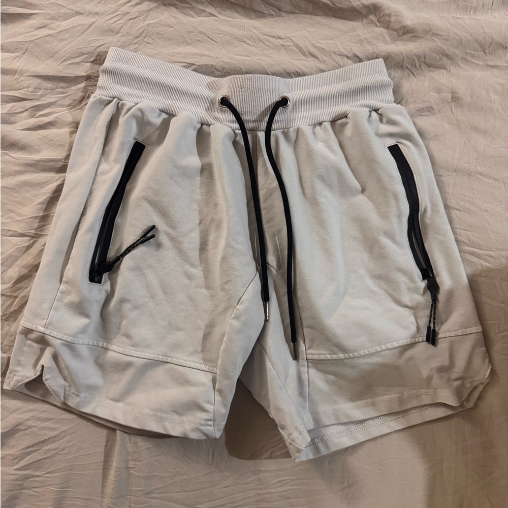 Men's White Shorts with Black Accents